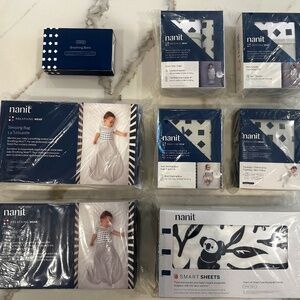 NWT Nanit sheets, swaddles, pajamas, and breathing bands